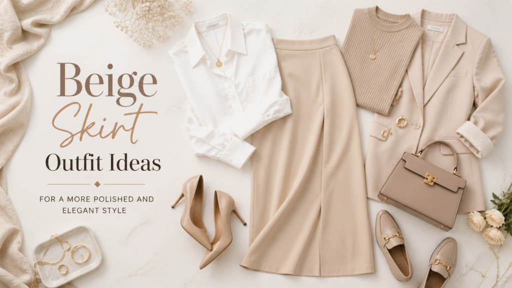 Beige Skirt Outfit Ideas