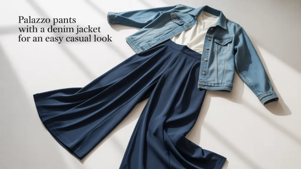 Palazzo pants Denim jacket