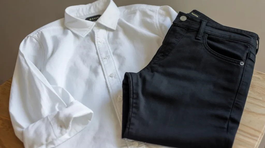 white shirt with black jeans