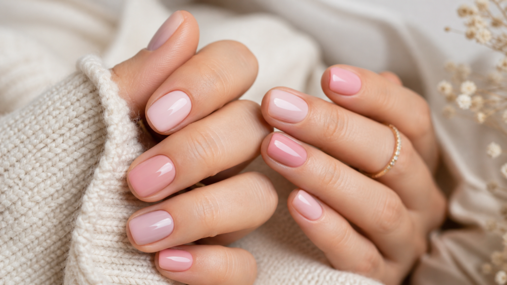 short nails pink shade