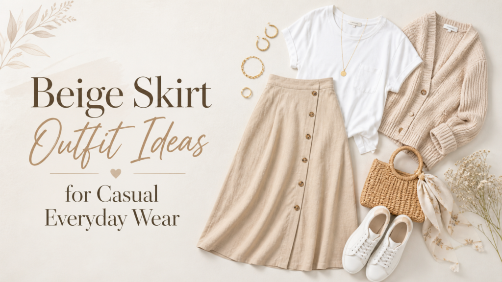 Beige Skirt outfit Ideas