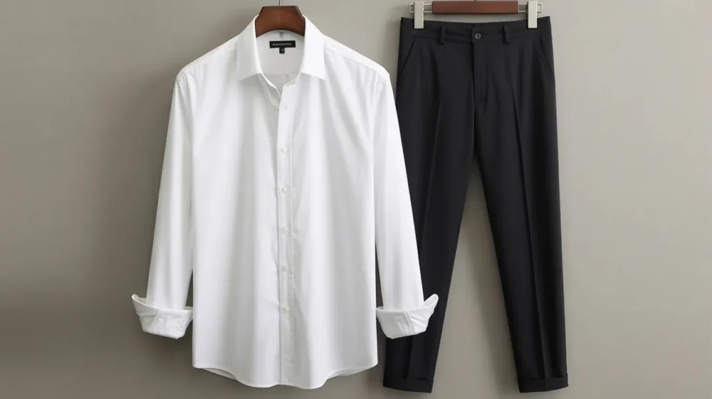 white shirt paired with black pants