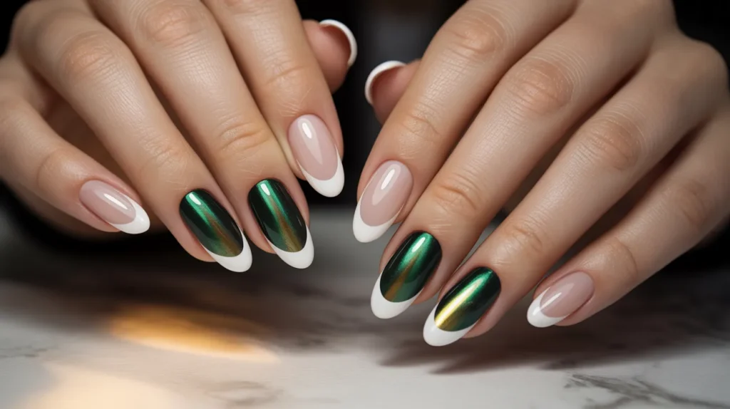 French tip cat eye nails