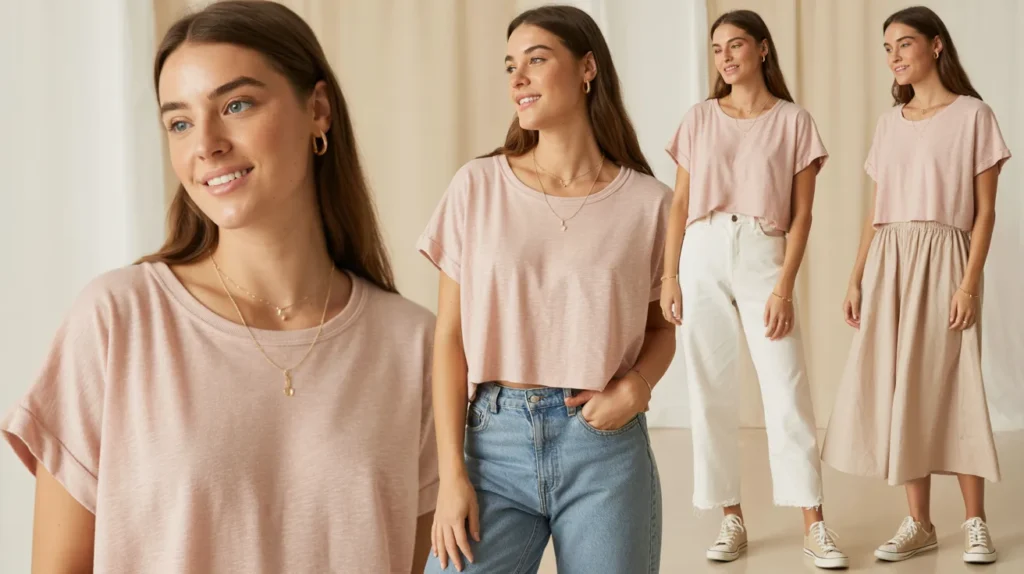 Casual pink top outfits 