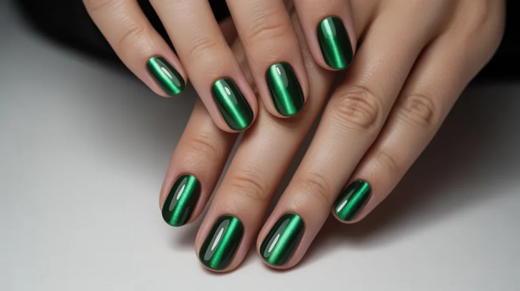 Green Cat Eye Nails