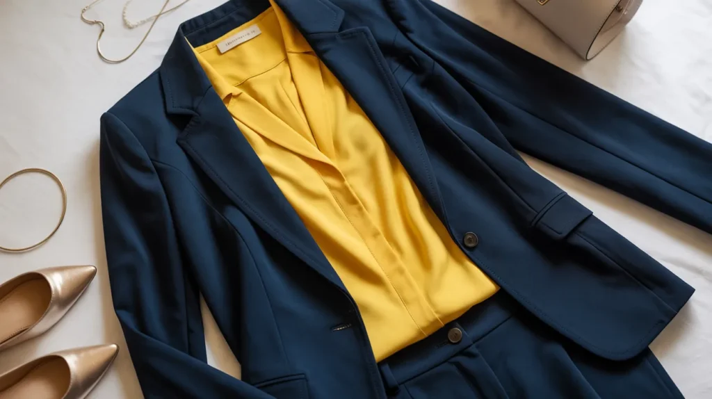 yellow top with a blazer