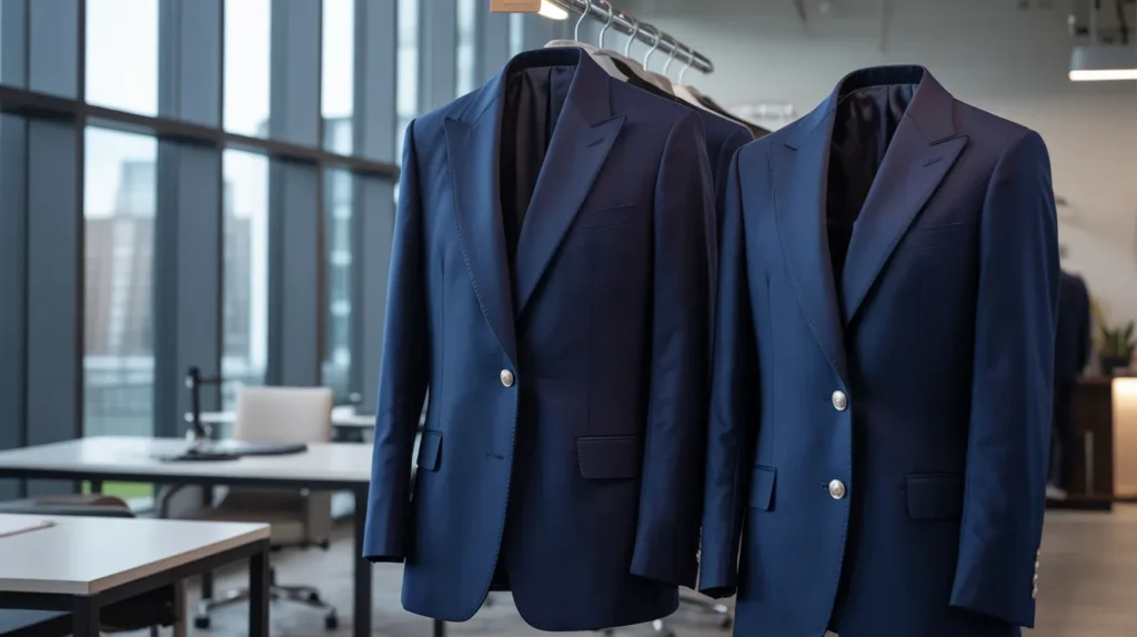 A well-tailored blue blazer