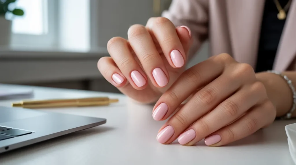 Soft pink stunning office nails