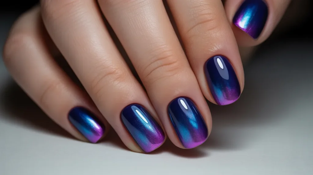 Ombre cat eye nails