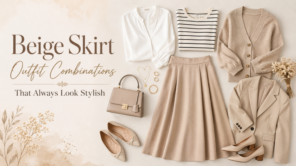 Beige skirt outfit