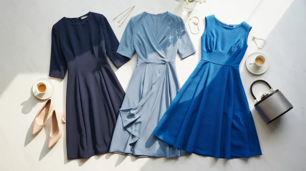 Blue midi dresses