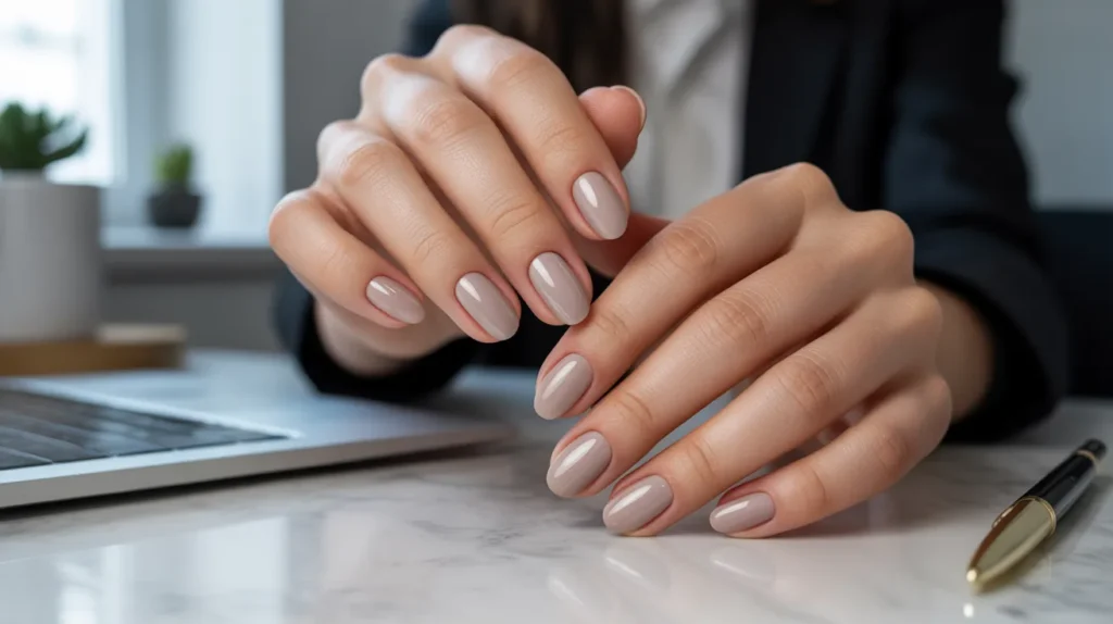 Neutral stunning office nails
