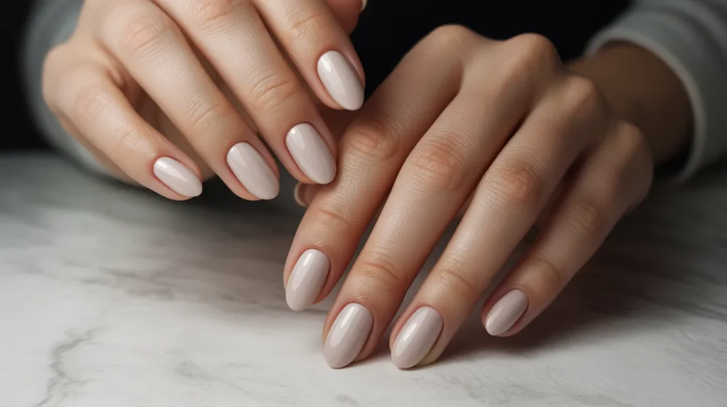 Beige classy business nails 