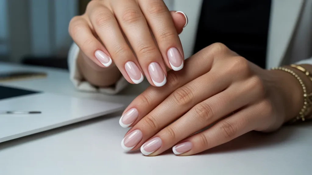 White classy business nails 