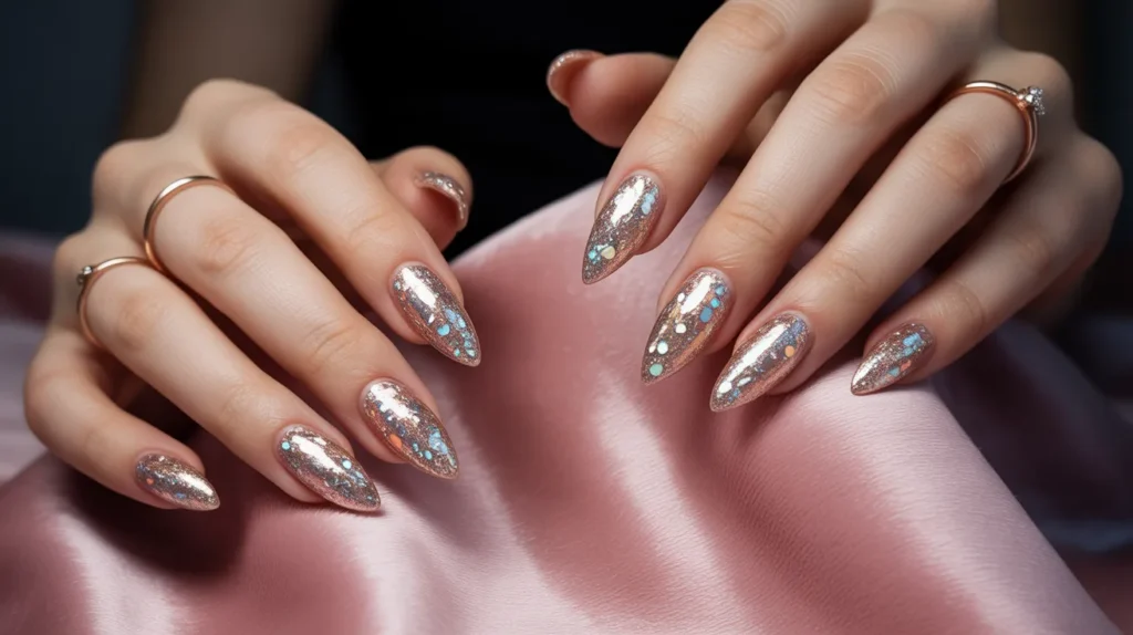 Glitter cat eye nails