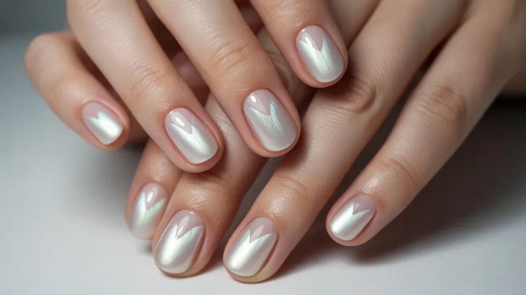 Milky white cat eye nails 