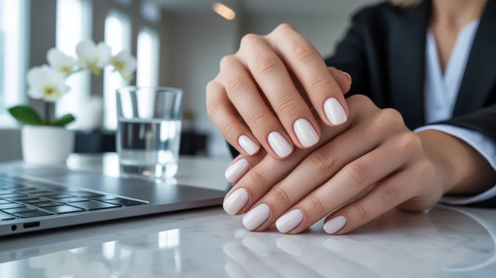 White stunning office nails