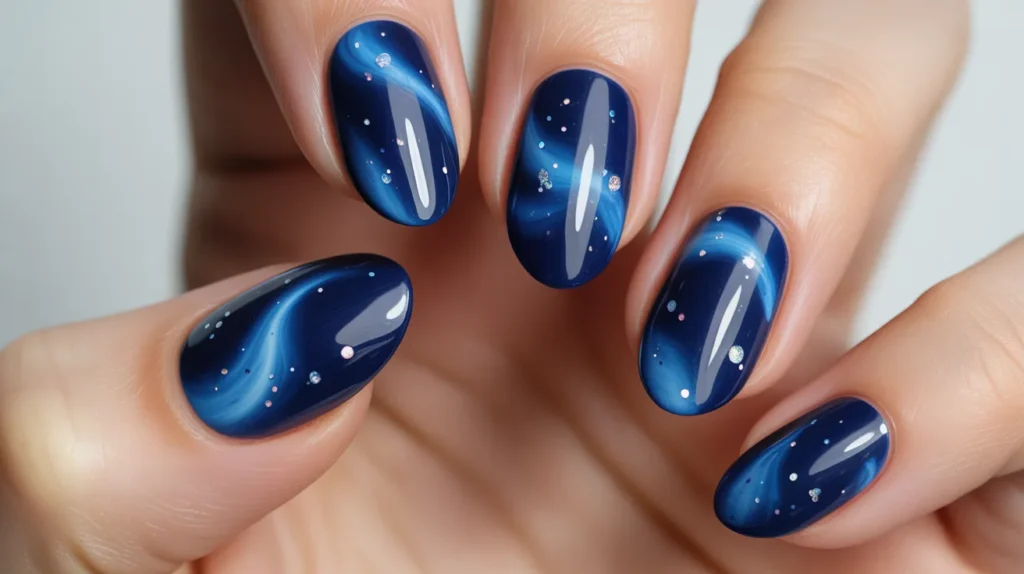Blue Cat Eye Nails