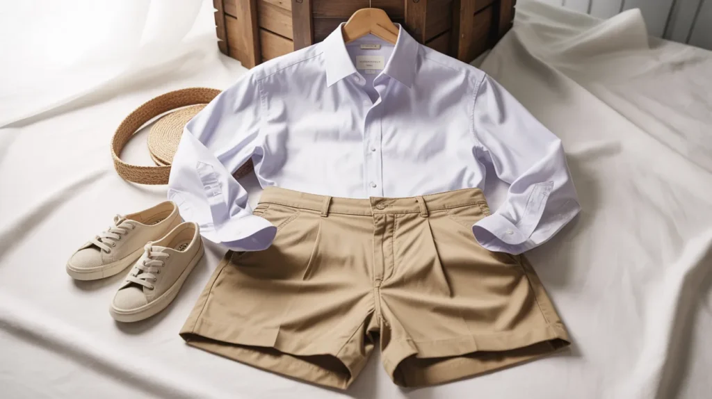 white shirt with shorts
