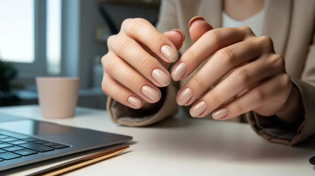 Beige stunning office nails