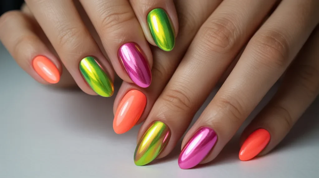 Summer cat eye nails 
