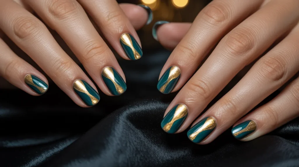 Gold cat eye nails