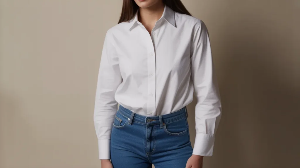 white shirt with blue jeans