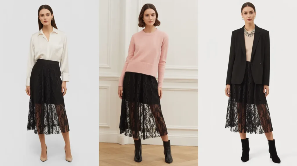 black lace skirt 