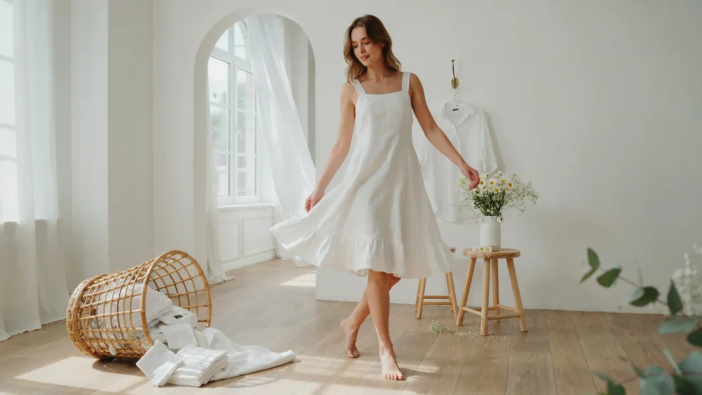 white dress looking fresh