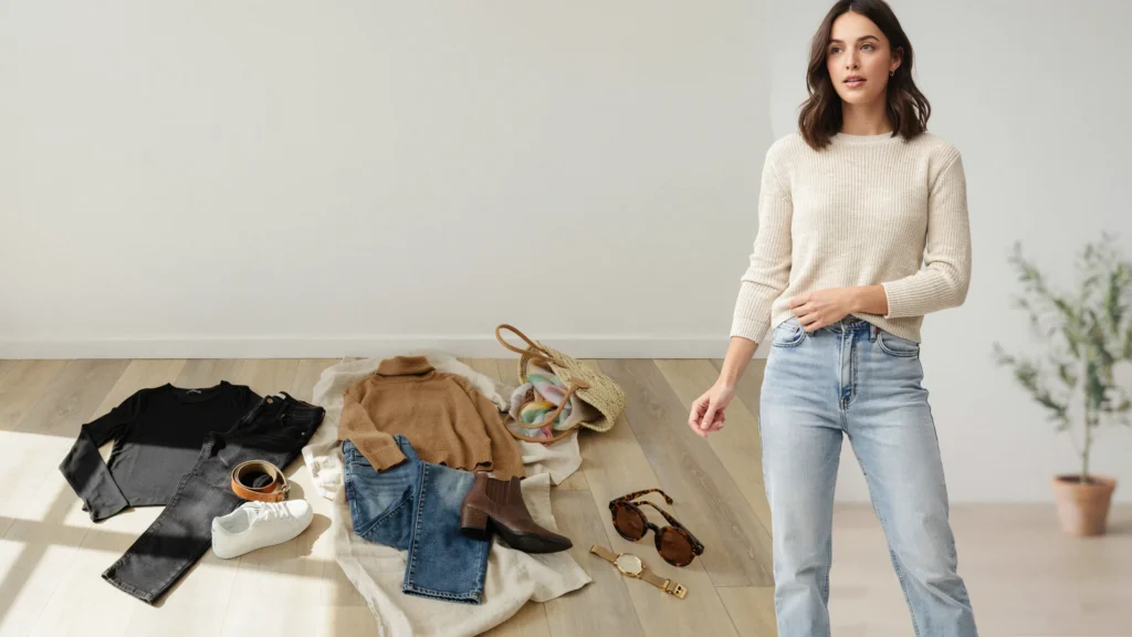 Jeans and long sleeve tops