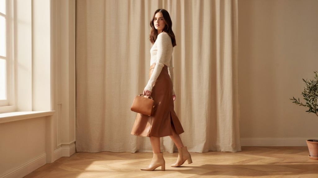 Midi leather skirts