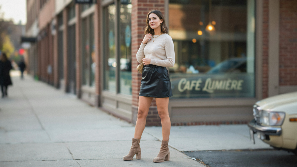 Mini leather skirts