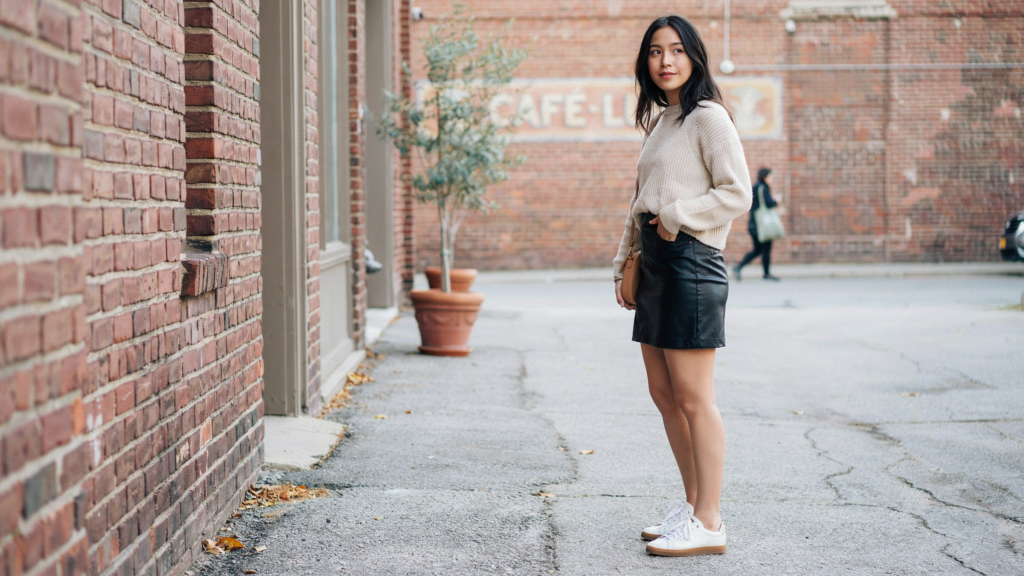 Pairing a leather skirt