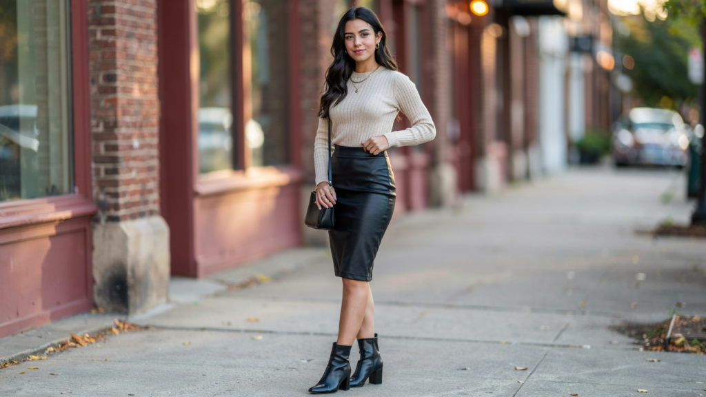 black leather skirt