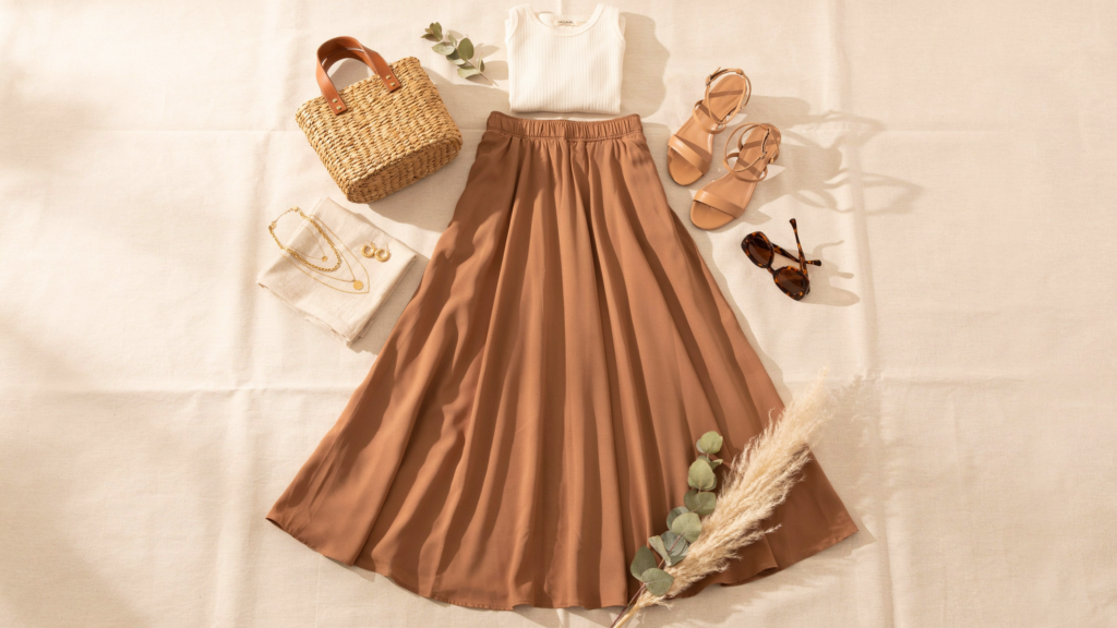 brown maxi skirt 