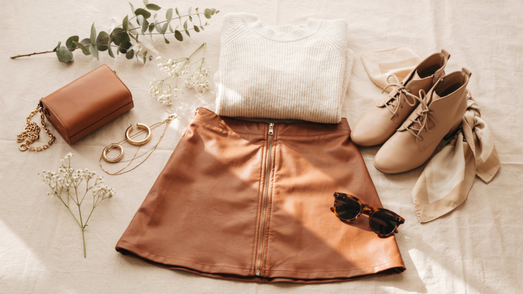 brown leather skirt